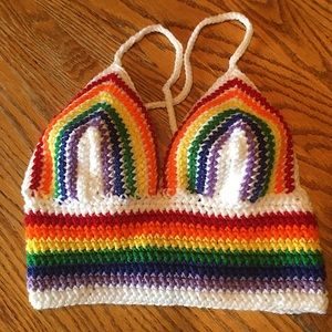 Rainbow Crochet Crop Top